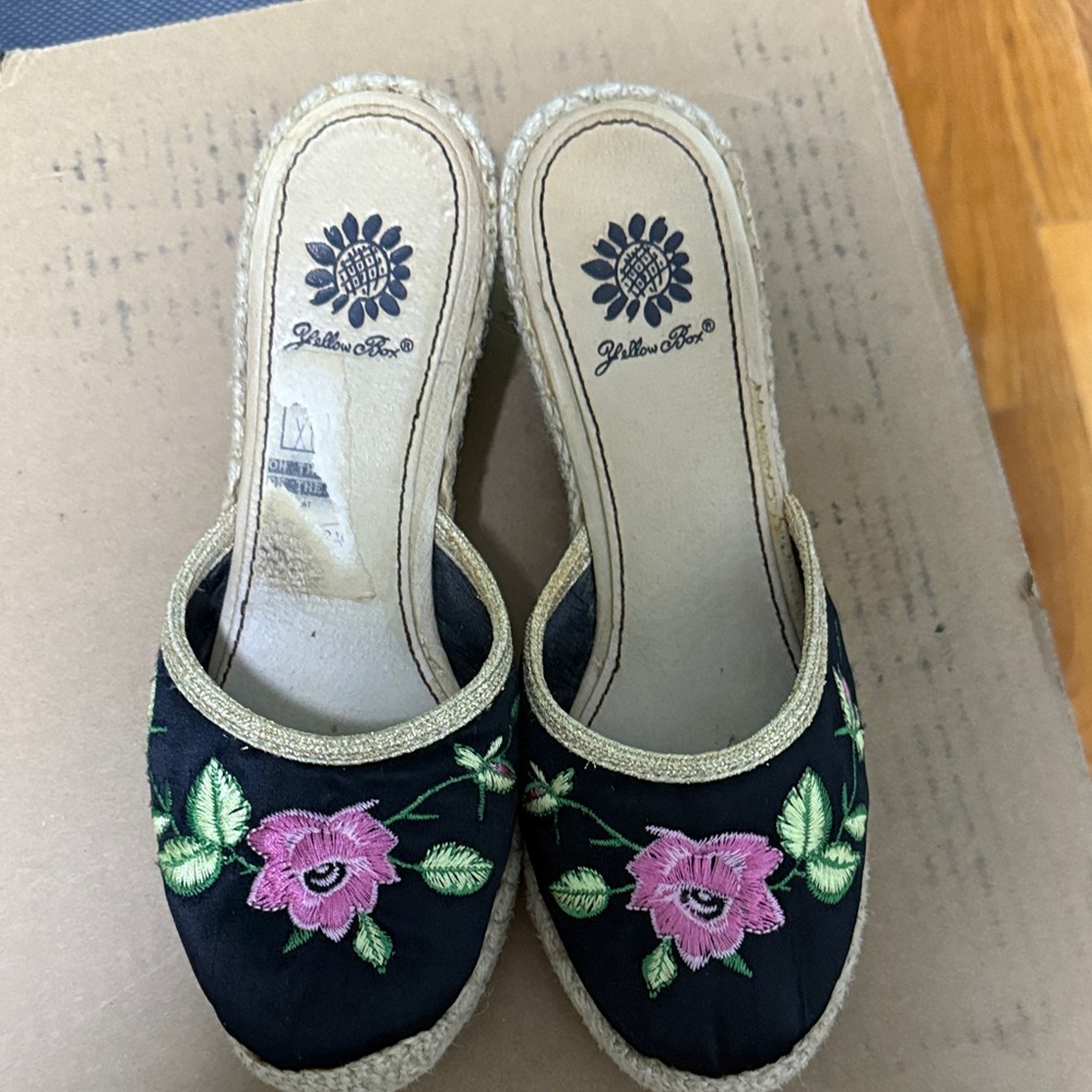 Women's Black Floral Embroidered Shoes